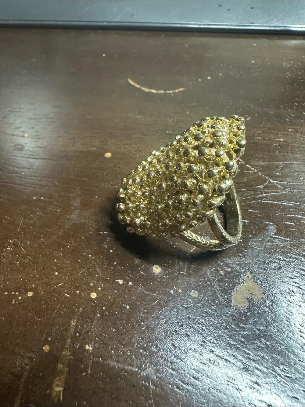 Kendra Scott Gold Statement Ring – Size 8– Bold Dome Beaded Design